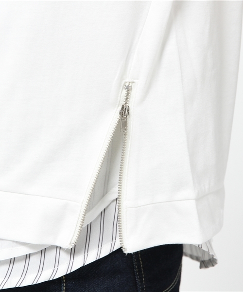 VENCEEXCHANGE（ヴァンスエクスチェンジ）の「裾ZIPT×タンクレイヤードプルオーバー       （Tシャツ/カットソー・レディース・ブラック/グレー/ホワイト・MEDIUM）」の10枚目の写真