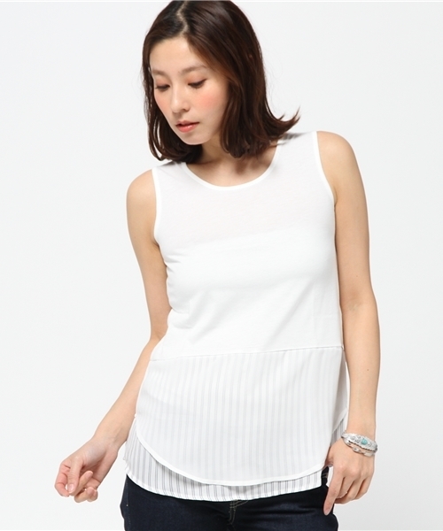 VENCEEXCHANGE（ヴァンスエクスチェンジ）の「裾ZIPT×タンクレイヤードプルオーバー       （Tシャツ/カットソー・レディース・ブラック/グレー/ホワイト・MEDIUM）」の12枚目の写真