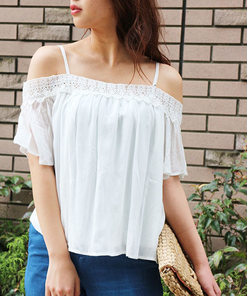 FREE'S MART（フリーズマート）の「オフショルダーブラウス（シャツ/ブラウス・レディース・ブルー/ホワイト/ピンク・FREE）」の13枚目の写真