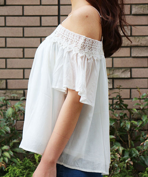 FREE'S MART（フリーズマート）の「オフショルダーブラウス（シャツ/ブラウス・レディース・ブルー/ホワイト/ピンク・FREE）」の15枚目の写真