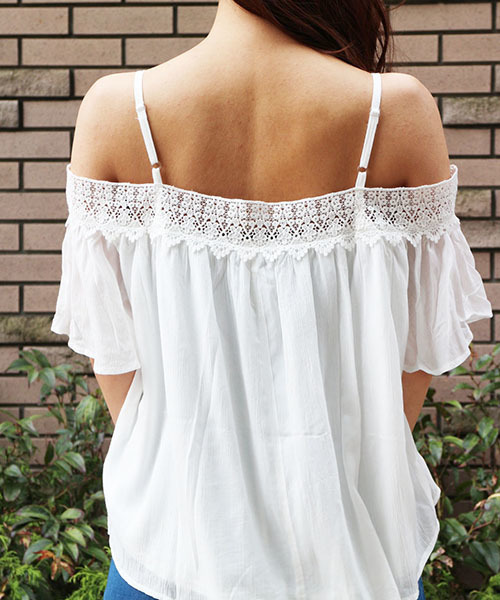 FREE'S MART（フリーズマート）の「オフショルダーブラウス（シャツ/ブラウス・レディース・ブルー/ホワイト/ピンク・FREE）」の9枚目の写真