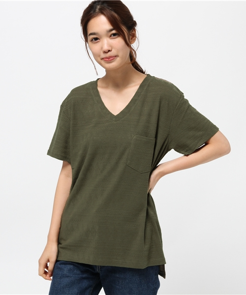 VENCEEXCHANGE(ヴァンスエクスチェンジ)の「オルテガ柄Vネック半袖T(Tシャツ/カットソー・レディース・ライトグレー/オフホワイト/ブラック/オリーブ/スカイブルー/その他21・MEDIUM)」の17枚目の写真