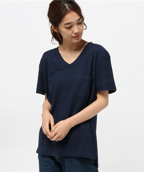 VENCEEXCHANGE(ヴァンスエクスチェンジ)の「オルテガ柄Vネック半袖T(Tシャツ/カットソー・レディース・ライトグレー/オフホワイト/ブラック/オリーブ/スカイブルー/その他21・MEDIUM)」の18枚目の写真