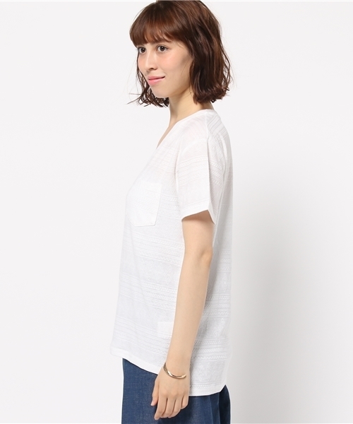 VENCEEXCHANGE(ヴァンスエクスチェンジ)の「オルテガ柄Vネック半袖T(Tシャツ/カットソー・レディース・ライトグレー/オフホワイト/ブラック/オリーブ/スカイブルー/その他21・MEDIUM)」の8枚目の写真