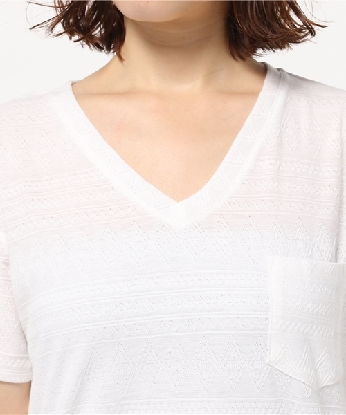 VENCEEXCHANGE(ヴァンスエクスチェンジ)の「オルテガ柄Vネック半袖T(Tシャツ/カットソー・レディース・ライトグレー/オフホワイト/ブラック/オリーブ/スカイブルー/その他21・MEDIUM)」の10枚目の写真