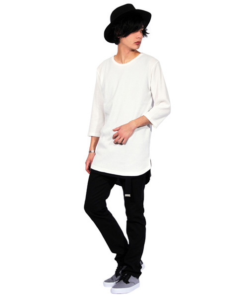 ８(eight)（エイト）の「ロング丈 7分袖Tシャツ ワッフル生地 サーマル カットソー （Tシャツ/カットソー・メンズ・ホワイト/ブラック/グレー/ネイビー・X-LARGE/LARGE/MEDIUM/SMALL）」の16枚目の写真