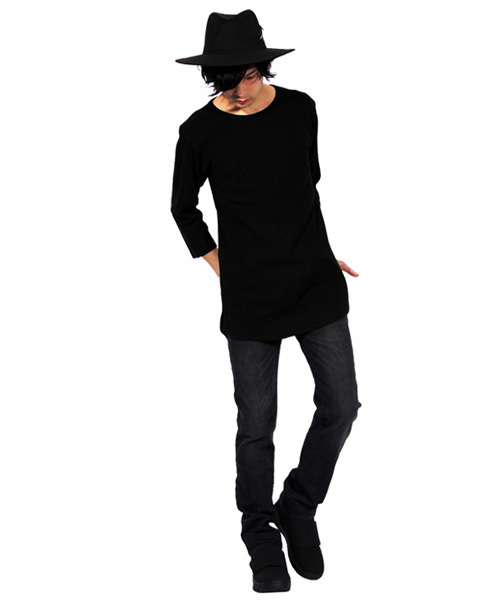 ８(eight)（エイト）の「ロング丈 7分袖Tシャツ ワッフル生地 サーマル カットソー （Tシャツ/カットソー・メンズ・ホワイト/ブラック/グレー/ネイビー・X-LARGE/LARGE/MEDIUM/SMALL）」の17枚目の写真