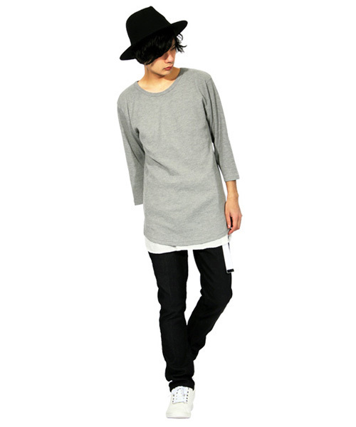 ８(eight)（エイト）の「ロング丈 7分袖Tシャツ ワッフル生地 サーマル カットソー （Tシャツ/カットソー・メンズ・ホワイト/ブラック/グレー/ネイビー・X-LARGE/LARGE/MEDIUM/SMALL）」の18枚目の写真