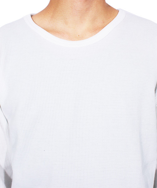 ８(eight)（エイト）の「ロング丈 7分袖Tシャツ ワッフル生地 サーマル カットソー （Tシャツ/カットソー・メンズ・ホワイト/ブラック/グレー/ネイビー・X-LARGE/LARGE/MEDIUM/SMALL）」の21枚目の写真
