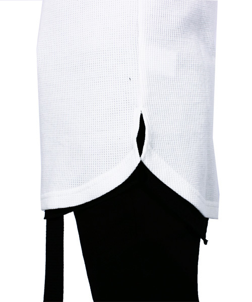 ８(eight)（エイト）の「ロング丈 7分袖Tシャツ ワッフル生地 サーマル カットソー （Tシャツ/カットソー・メンズ・ホワイト/ブラック/グレー/ネイビー・X-LARGE/LARGE/MEDIUM/SMALL）」の8枚目の写真