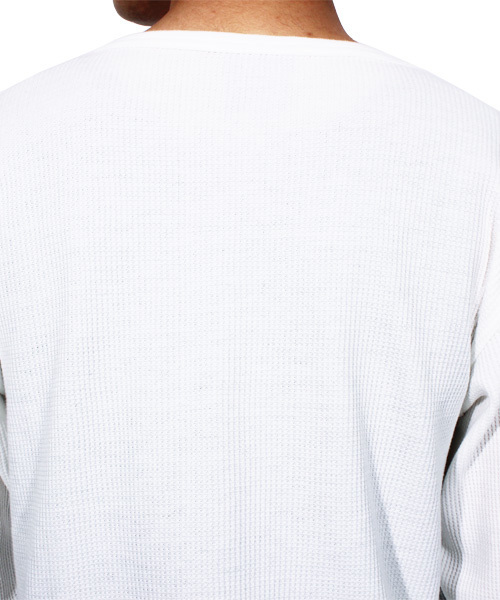 ８(eight)（エイト）の「ロング丈 7分袖Tシャツ ワッフル生地 サーマル カットソー （Tシャツ/カットソー・メンズ・ホワイト/ブラック/グレー/ネイビー・X-LARGE/LARGE/MEDIUM/SMALL）」の10枚目の写真