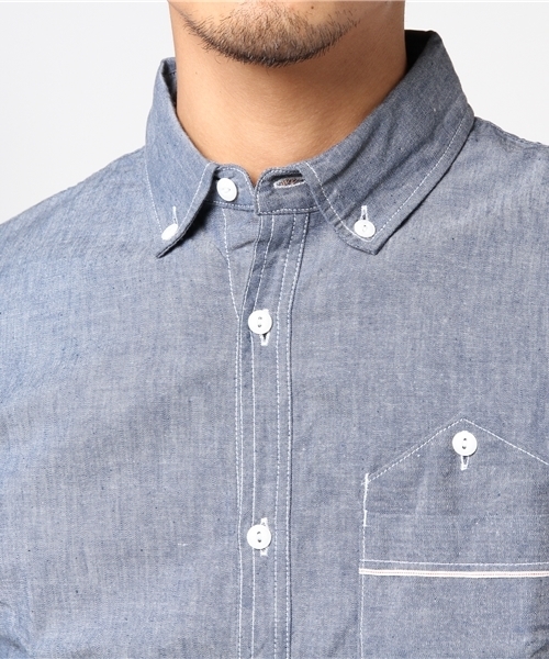 SABLE CLUTCH（セーブルクラッチ）の「SELVAGE CHAMBRAY 2WAY POCKET SHIRTS（シャツ/ブラウス・メンズ・ブルー・MEDIUM/SMALL/LARGE）」の4枚目の写真