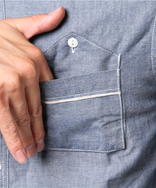 SABLE CLUTCH（セーブルクラッチ）の「SELVAGE CHAMBRAY 2WAY POCKET SHIRTS（シャツ/ブラウス・メンズ・ブルー・MEDIUM/SMALL/LARGE）」の6枚目の写真