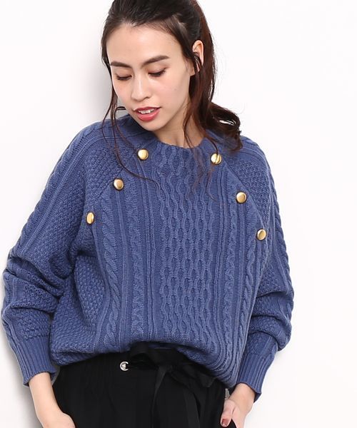 VIS（ビス）の「【WEB限定カラー】ボタン付きボトルネックプルオーバー（ニット/セーター・レディース・ホワイト/ライトグレー/ネイビー/ブルー系その他4・FREE）」の4枚目の写真