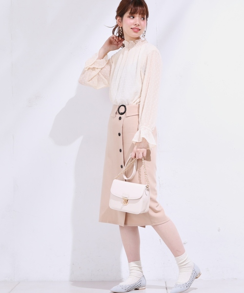 natural couture（ナチュラルクチュール）の「フロントボタンタイトSK（スカート・レディース・ブラック/カーキ/ピンクベージュ/サックスブルー・FREE）」の21枚目の写真