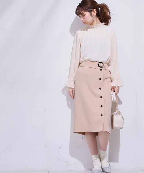 natural couture（ナチュラルクチュール）の「フロントボタンタイトSK（スカート・レディース・ブラック/カーキ/ピンクベージュ/サックスブルー・FREE）」の22枚目の写真