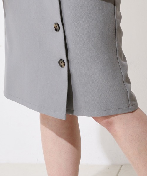 natural couture（ナチュラルクチュール）の「フロントボタンタイトSK（スカート・レディース・ブラック/カーキ/ピンクベージュ/サックスブルー・FREE）」の9枚目の写真