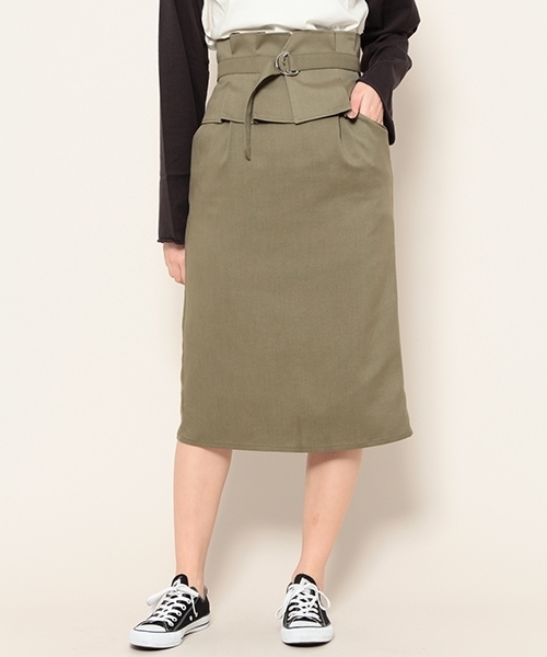 PAGEBOY（ページボーイ）の「コルセットベルトナロースカート（スカート・レディース・ライトグレー/カーキ/ブラック系その他/ネイビー/アイボリー/ブルー・FREE）」の4枚目の写真