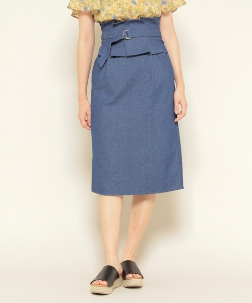 PAGEBOY（ページボーイ）の「コルセットベルトナロースカート（スカート・レディース・ライトグレー/カーキ/ブラック系その他/ネイビー/アイボリー/ブルー・FREE）」の6枚目の写真