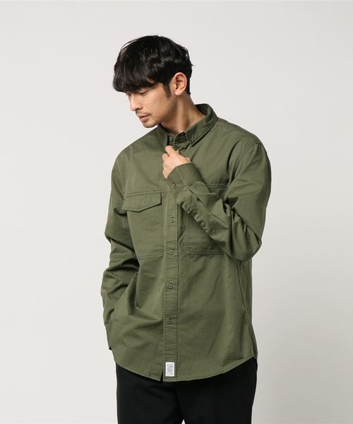 AZUL by moussy（アズールバイマウジー）の「長袖ミリタリーシャツ（シャツ/ブラウス・メンズ・ブラック/カーキ・SMALL/MEDIUM/LARGE）」の3枚目の写真