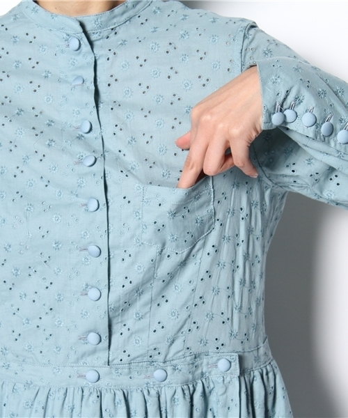 BEAMS BOY（ビームスボーイ）の「○O.ｶｯﾄﾜｰｸNurDrsLS（ワンピース・レディース・ホワイト/ブルー・ONE SIZE）」の9枚目の写真