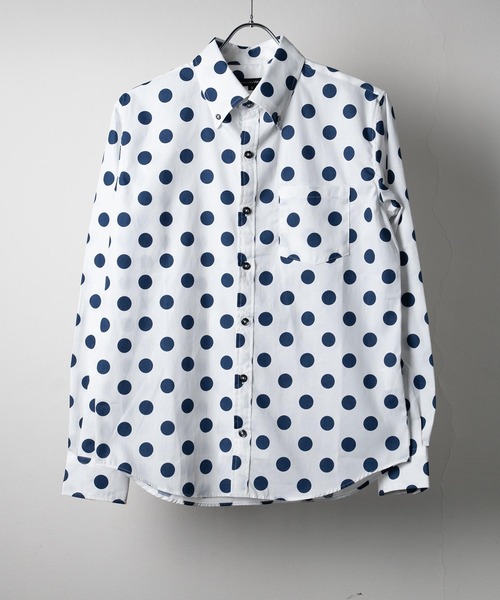 garsonwave（ギャルソンウェーブ）の「日本製ブロード水玉ボタンダウンシャツ(GW)（シャツ/ブラウス・メンズ・ネイビー/ブルー系その他/ホワイト/ホワイト系その他/ブラック系その他/ブラック・M/L/LL）」の3枚目の写真