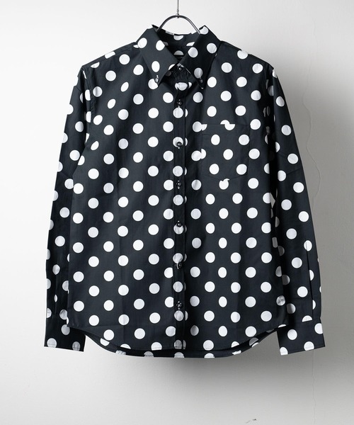 garsonwave（ギャルソンウェーブ）の「日本製ブロード水玉ボタンダウンシャツ(GW)（シャツ/ブラウス・メンズ・ネイビー/ブルー系その他/ホワイト/ホワイト系その他/ブラック系その他/ブラック・M/L/LL）」の5枚目の写真
