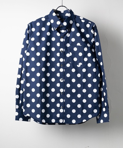 garsonwave（ギャルソンウェーブ）の「日本製ブロード水玉ボタンダウンシャツ(GW)（シャツ/ブラウス・メンズ・ネイビー/ブルー系その他/ホワイト/ホワイト系その他/ブラック系その他/ブラック・M/L/LL）」の6枚目の写真