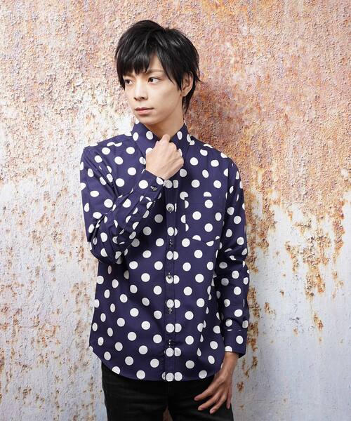 garsonwave（ギャルソンウェーブ）の「日本製ブロード水玉ボタンダウンシャツ(GW)（シャツ/ブラウス・メンズ・ネイビー/ブルー系その他/ホワイト/ホワイト系その他/ブラック系その他/ブラック・M/L/LL）」の13枚目の写真