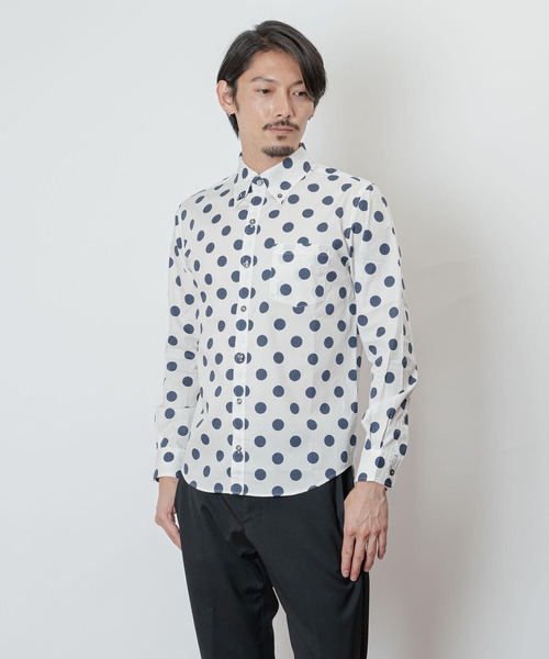 garsonwave（ギャルソンウェーブ）の「日本製ブロード水玉ボタンダウンシャツ(GW)（シャツ/ブラウス・メンズ・ネイビー/ブルー系その他/ホワイト/ホワイト系その他/ブラック系その他/ブラック・M/L/LL）」の15枚目の写真