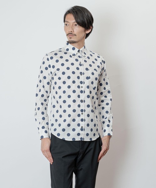 garsonwave（ギャルソンウェーブ）の「日本製ブロード水玉ボタンダウンシャツ(GW)（シャツ/ブラウス・メンズ・ネイビー/ブルー系その他/ホワイト/ホワイト系その他/ブラック系その他/ブラック・M/L/LL）」の14枚目の写真