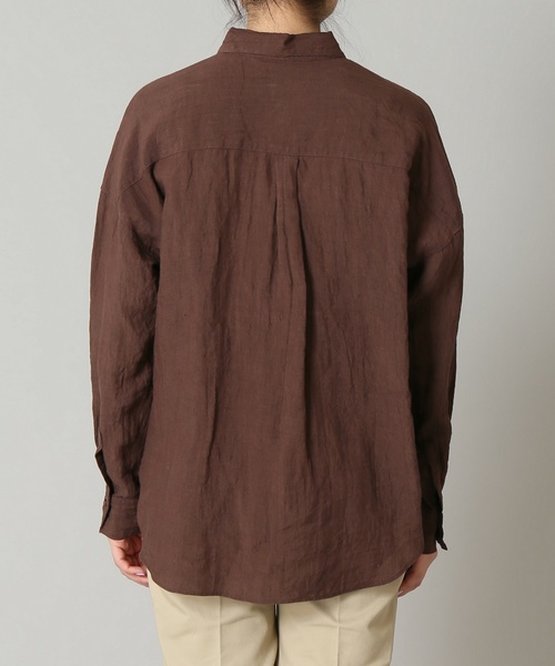 プラージュ リネンシャツ ブラウス ブラック サイズフリー plage（プラージュ）の「Natural dyed リネンシャツ◇（シャツ