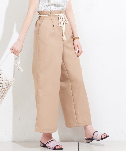 natural couture(ナチュラルクチュール)の「ツイストコード付マリンパンツ(その他パンツ・レディース・ベージュ/ネイビー/ストライプ・FREE)」の2枚目の写真