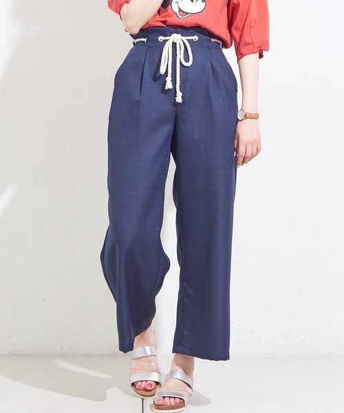 natural couture(ナチュラルクチュール)の「ツイストコード付マリンパンツ(その他パンツ・レディース・ベージュ/ネイビー/ストライプ・FREE)」の1枚目の写真