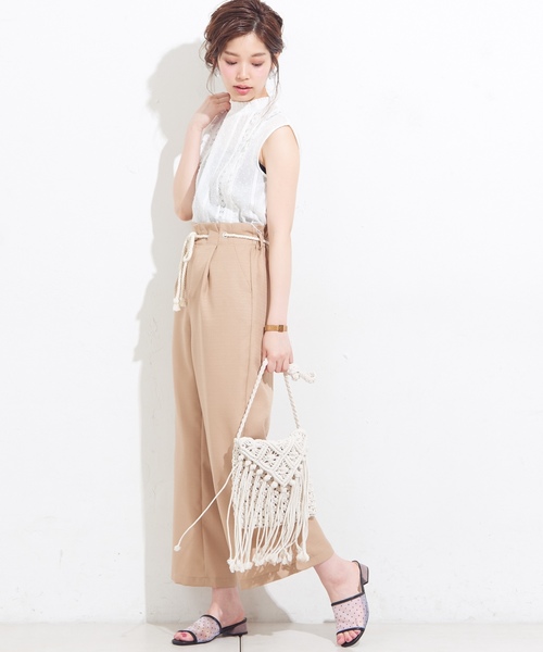 natural couture(ナチュラルクチュール)の「ツイストコード付マリンパンツ(その他パンツ・レディース・ベージュ/ネイビー/ストライプ・FREE)」の8枚目の写真