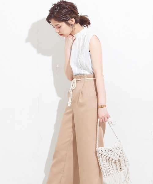 natural couture(ナチュラルクチュール)の「ツイストコード付マリンパンツ(その他パンツ・レディース・ベージュ/ネイビー/ストライプ・FREE)」の11枚目の写真