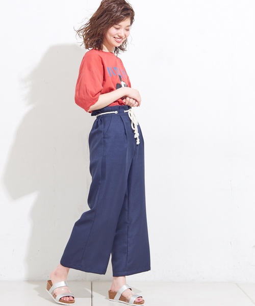 natural couture(ナチュラルクチュール)の「ツイストコード付マリンパンツ(その他パンツ・レディース・ベージュ/ネイビー/ストライプ・FREE)」の6枚目の写真