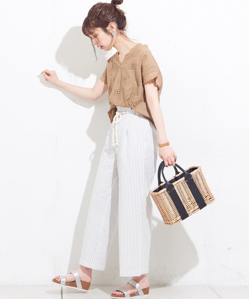 natural couture(ナチュラルクチュール)の「ツイストコード付マリンパンツ(その他パンツ・レディース・ベージュ/ネイビー/ストライプ・FREE)」の22枚目の写真