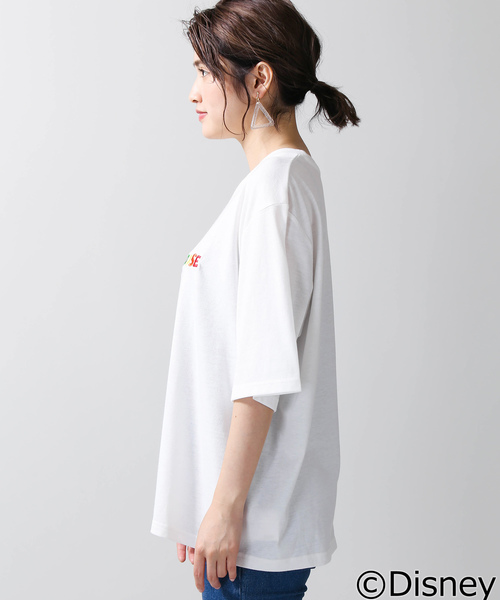 Disney（ディズニー）の「∴WEGO/Disney/MICKEY MOUSE ロゴTシャツ（Tシャツ/カットソー・レディース・ホワイト/ブラック・FREE）」の8枚目の写真