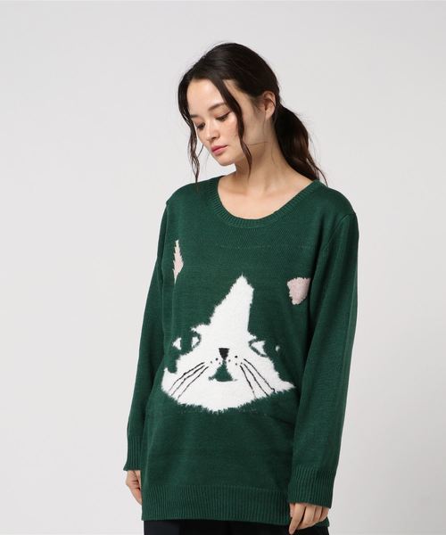 Scolar スカラー の ねこジャガードニットチュニック チュニック Wear