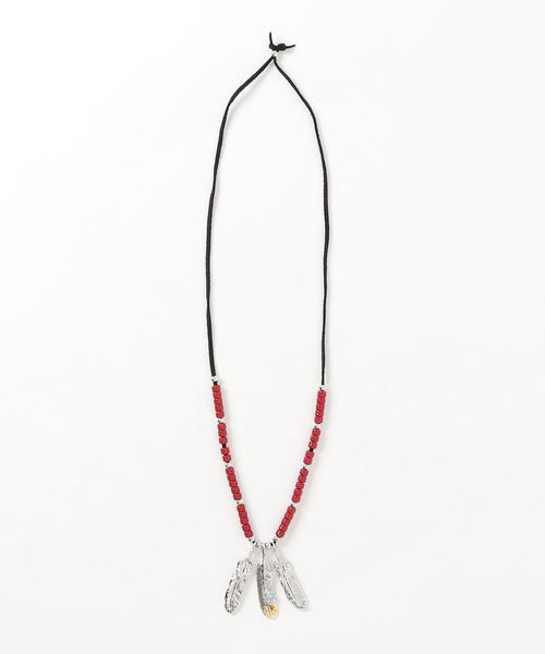チャイハネ（チャイハネ）の「【チャイハネ】フェザーメタルMEN'Sネックレス（ネックレス・メンズ・レッド/ブラック・FREE）」の3枚目の写真