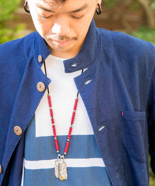 チャイハネ（チャイハネ）の「【チャイハネ】フェザーメタルMEN'Sネックレス（ネックレス・メンズ・レッド/ブラック・FREE）」の7枚目の写真