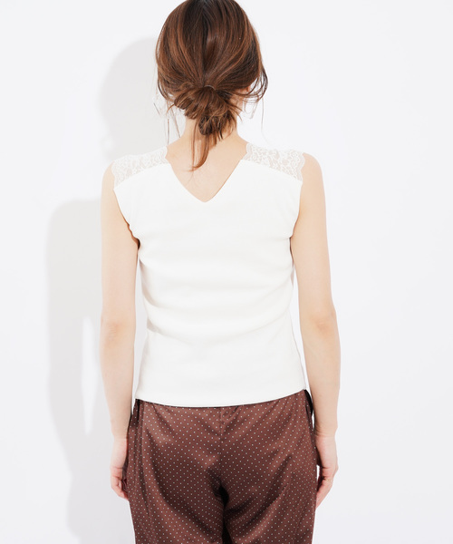 Omekashi（オメカシ）の「Ｖレースフレンチプルオーバー（Tシャツ/カットソー・レディース・オフホワイト/ブルー/ブラック/ライトグレー/モカ/グレー/カーキ・FREE）」の9枚目の写真