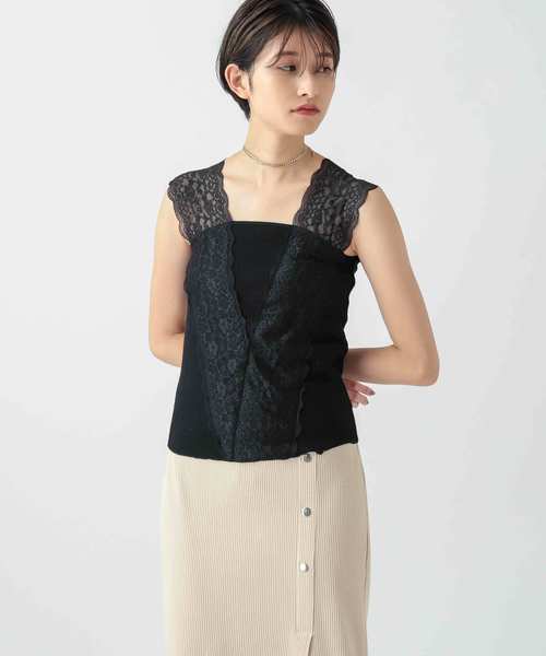 Omekashi（オメカシ）の「Ｖレースフレンチプルオーバー（Tシャツ/カットソー・レディース・オフホワイト/ブルー/ブラック/ライトグレー/モカ/グレー/カーキ・FREE）」の22枚目の写真