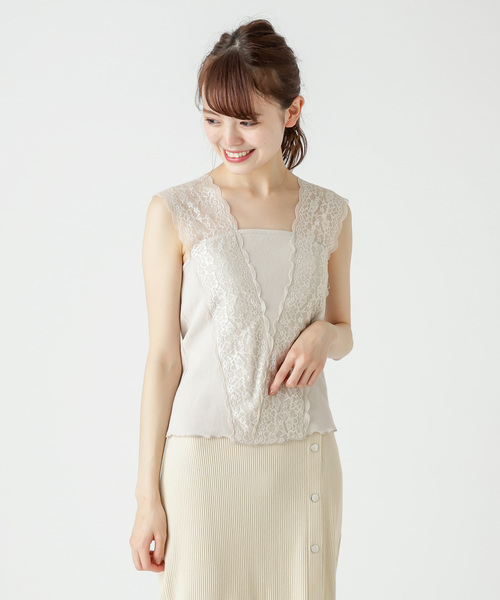 Omekashi（オメカシ）の「Ｖレースフレンチプルオーバー（Tシャツ/カットソー・レディース・オフホワイト/ブルー/ブラック/ライトグレー/モカ/グレー/カーキ・FREE）」の21枚目の写真