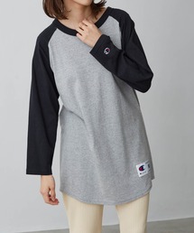 【Champion】レディース チャンピオン ベースボール ロングロゴ ラグラン Tシャツ