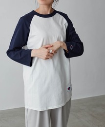 【Champion】レディース チャンピオン ベースボール ロングロゴ ラグラン Tシャツ