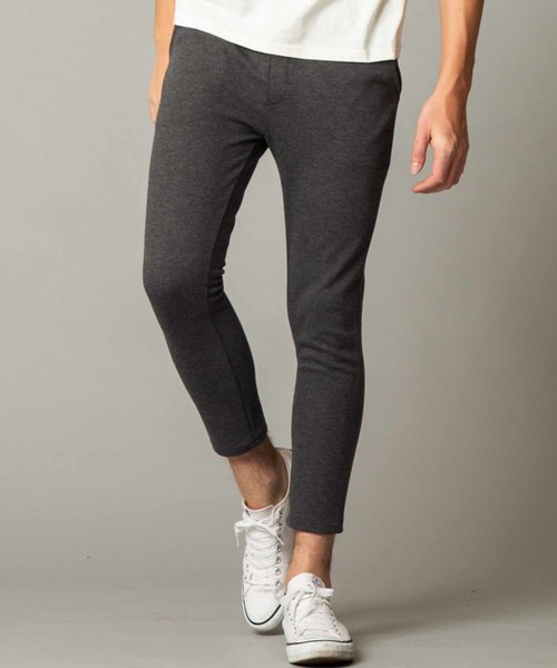 London Denim(ロンドンデニム)の「ストレッチ カルゼ ジャージ / クロップド スリム イージーパンツ(パンツ)」|チャコールグレー