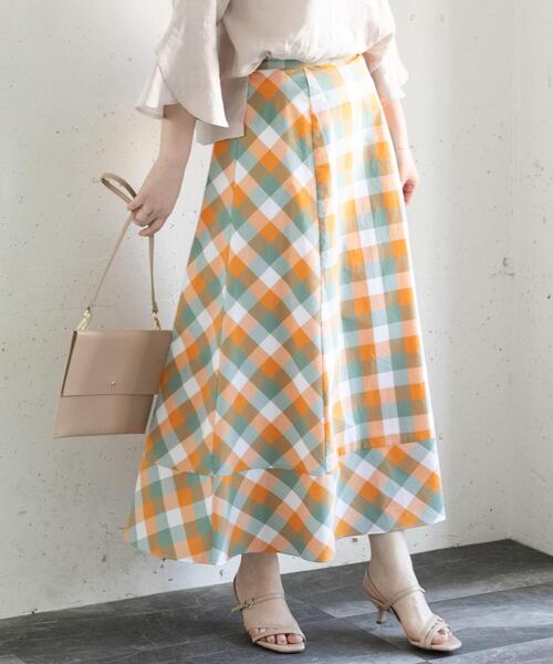 URBAN RESEARCH ROSSO WOMEN（アーバンリサーチ　ロッソ）の「カラーブロックマキシスカート∴（スカート・レディース・グリーン系その他/オレンジ系その他・38/36）」の3枚目の写真