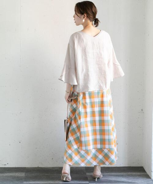 URBAN RESEARCH ROSSO WOMEN（アーバンリサーチ　ロッソ）の「カラーブロックマキシスカート∴（スカート・レディース・グリーン系その他/オレンジ系その他・38/36）」の9枚目の写真